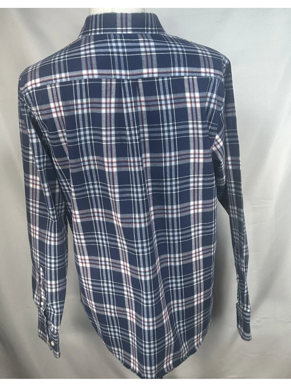 Banana Republic 100% Cotton Plaid Button Up Blue Mens L